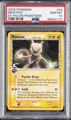 2006 POKEMON EX HOLON PHANTOMS #24 MEWTWO PSA 10 - Image 1