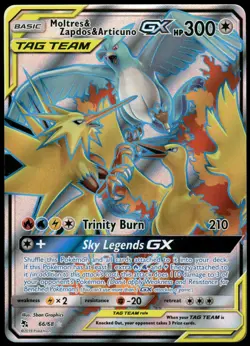 Pokemon Moltres & Zapdos & Articuno GX Ultra Rare Hidden Fates 66/68 NM Holo - Image 1
