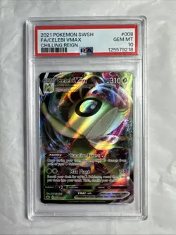2021 POKEMON SWORD & SHIELD CHILLING REIGN #008 FULL ART/CELEBI VMAX PSA 10 - Image 1