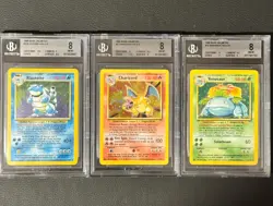 Pokemon BGS 8 Holo English Set Base Unlimited Charizard Venusaur Blastoise Trio - Image 1