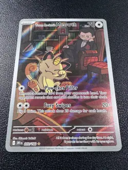 Pokemon: Team Rocket's Meowth Illustration Rare IR Holo 203/182 Destined Rivals - Image 2