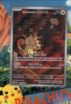Pokemon TCG Team Rocket's Meowth 203/182 Sv10: Destined Rivals Holo NM/M - Image 1