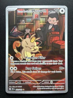 Pokemon: Team Rocket's Meowth Illustration Rare 203/182 Destined Rivals - Image 1