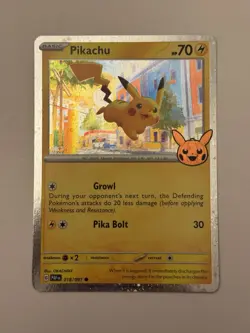 Pokemon TCG Trick or Trade 2024 Pikachu 018/091 Cosmo Holo - Image 1