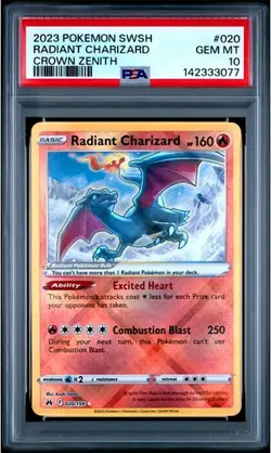 PSA 10 Radiant Charizard 020/159 Pokemon Crown Zenith Holo Graded Card - Image 1