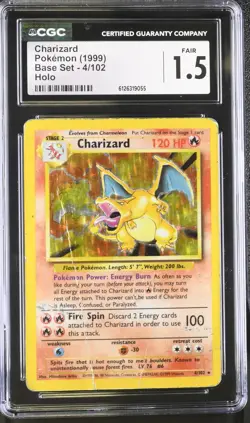 CGC 1.5 Charizard 1999 Base Set 4/102 Holo Pokemon Card - Image 1