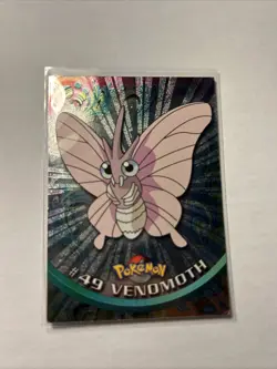 1999 Pokemon Topps Venomoth #49 TV Animation Edition Black - Holo Foil Card - Image 1