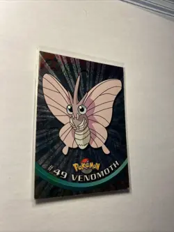 1999 Pokemon Topps Venomoth #49 TV Animation Edition Black - Holo Foil Card - Image 3