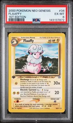 2000 Pokemon NEO GENESIS 1st Edition FLAAFY #34 PSA 6 - Image 1