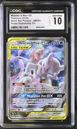 CGC 10 GEM MINT Mewtwo & Mew GX 2019 Black Star Promos SM191 Pokemon Card - Image 1