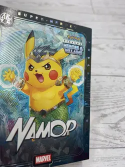 Pikachu as Namor #E7 Rare Black Holo Heroes & Villains (non-Pokemon fan art) - Image 3