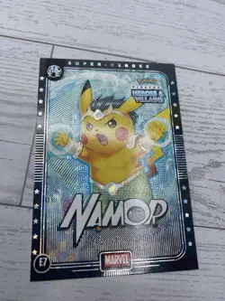 Pikachu as Namor #E7 Rare Black Holo Heroes & Villains (non-Pokemon fan art) - Image 4