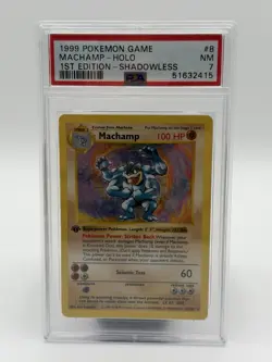 Pokemon TCG Machamp Base Set Shadowless 1st Edition Holo PSA 7 8/102 English - Image 1