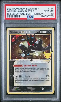 2021 POKEMON SWSH BLACK STAR PROMO #144 GRENINJA-GOLD STAR PSA 10 - Image 1