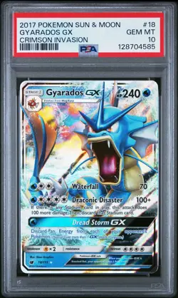 2017 POKEMON SUN & MOON CRIMSON INVASION #18 GYARADOS GX PSA 10 - Image 1