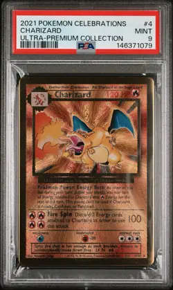2021 POKEMON CELEBRATIONS ULTRA-PREMIUM COLLECTION #4 CHARIZARD GOLD PSA 9 MINT - Image 1