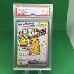 2024 POKEMON SSP EN-SURGING SPARKS ULTRA RARE #219 PIKACHU EX PSA 10 - Image 1