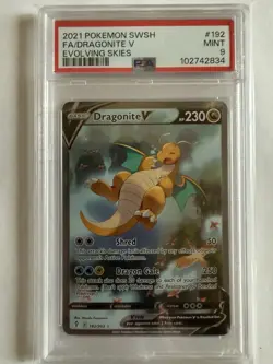 PSA 9 Pokemon Dragonite V Evolving Skies Full Alt Art #192 - Image 1