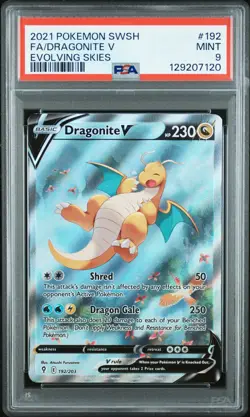 Pokemon Dragonite V 192/203 Alt Full Art Evolving Skies #192 SIR MINT PSA 9 - Image 1