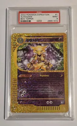2002 POKEMON EXPEDITION ALAKAZAM BOX TOPPER OVERSIZE CARD #1 PSA GRADED 9 - Image 1