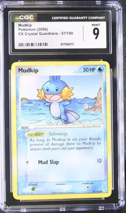 CGC 9 MINT Mudkip 2006 EX Crystal Guardians 57/100 Pokemon Card - Image 1