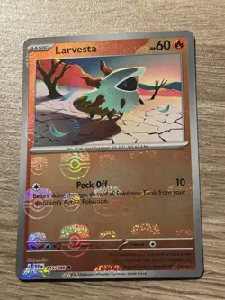 Pokemon Larvesta 015/086 Black Bolt Master Ball Reverse Holo Commmon - NM - Image 1