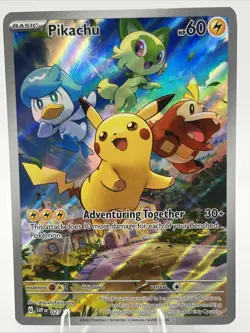 Pikachu SVP027 Pokemon Card Scarlet and Violet ETB Promo Full Art Holo - Image 1