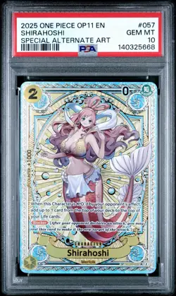 PSA 10 Shirahoshi SP EB01-057 One Piece OP11 Fist of Divine Speed Foil Gem Mint - Image 1