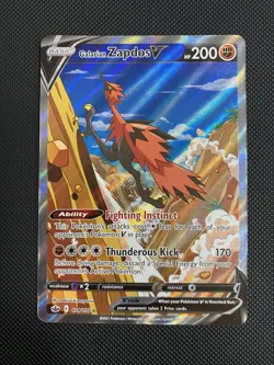 Pokemon Galarian Zapdos v TCG Card 174/198 Chilling Reign Alternative Art - Image 1