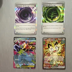 Pokemon Foil Card Lot EX - Telepathic Energy, Growing Energy, Starmie, Meowth (… - Image 1