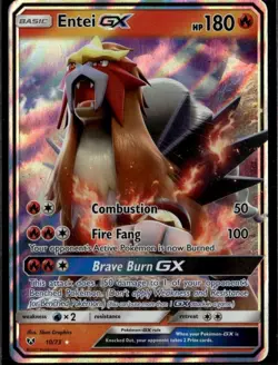 Entei GX Ultra Rare Shining Legends 10/73 Fire Holofoil Pokemon Card - Image 1