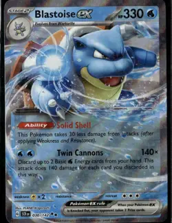 Blastoise ex Double Rare SV07: Stellar Crown 030/142 Water Holo Pokemon Card - Image 1