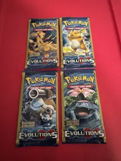 2016 POKEMON XY EVOLUTIONS 3 Card Mini Booster Packs Complete Pack Art Set All 4 - Image 2