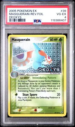 2005 POKEMON EX DEOXYS #39 MASQUERAIN-REVERSE FOIL PSA 4 - Image 1