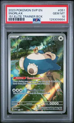 2023 POKEMON SVP EN-SV BLACK STAR PROMO 151 ELITE TRAINER BOX SNORLAX PSA 10 - Image 1
