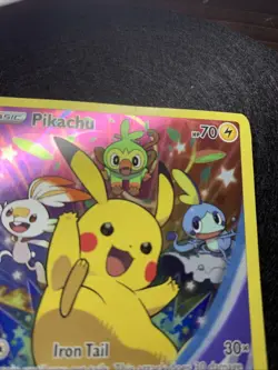 Pokemon Pikachu Promo Holo SWSH020 Sword & Shield HP 70 Iron Tail Electro Ball - Image 2
