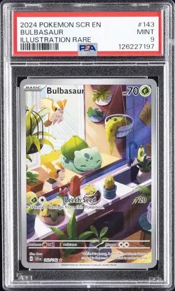 2024 POKEMON SCR EN-STELLAR CROWN ILLUSTRATION RARE #143 BULBASAUR PSA 9 - Image 1