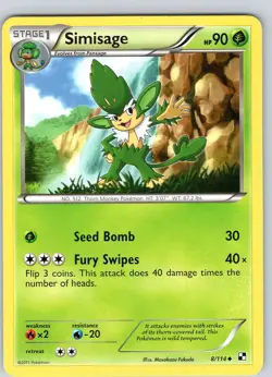 Pokemon TCG Simisage Black & White Base Set 8/114 Regular Common Card LP - Image 1
