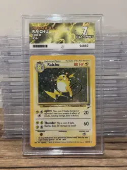 Raichu 16/130 Holo Rare Base Set 2 WOTC Pokemon Card - Ace Grading 7 Near Mint - Image 1