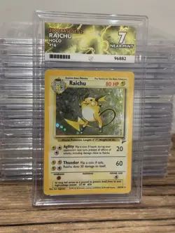 Raichu 16/130 Holo Rare Base Set 2 WOTC Pokemon Card - Ace Grading 7 Near Mint - Image 5