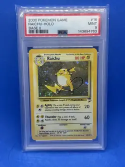 1999 Pokemon Game Raichu Holo PSA 9 Mint Base Set 2 Unlimited Rare 16/130 - Image 1