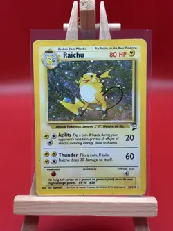 Pokemon TCG Raichu 16/130 Base Set 2 Holo Rare WOTC (MP) - Image 1