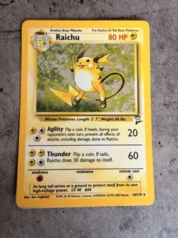 Pokemon Card Raichu 16/130 Base Set 2 Rare Holo WOTC Near Mint - Image 1
