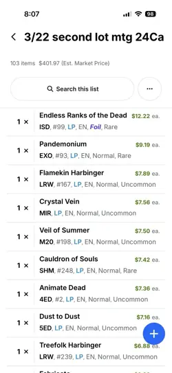 103 Magic the Gathering MTG card lot with FOILS/R C UC $1-$12Pics 4 List Player - Image 4