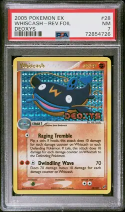 Pokemon Card Whiscash 28/107 Reverse Holo EX Deoxys PSA 7 NM - Image 1