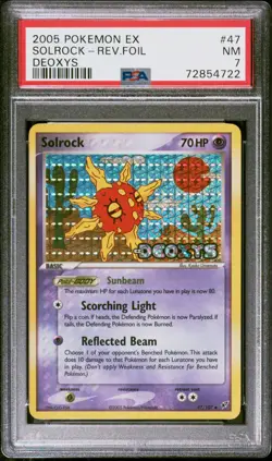 Pokemon Card Solrock 47/107 Reverse Holo EX Deoxys PSA 7 NM - Image 1