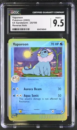 CGC 9.5 MINT+ Vaporeon 2003 EX Sandstorm 25/100 Reverse Holo Pokemon Card psa - Image 1