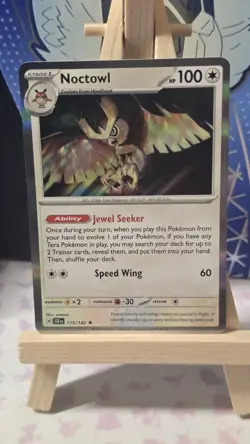 115/142 Noctowl : Rare Holo Card : Stellar Crown : Pokemon Trading card Game - Image 1