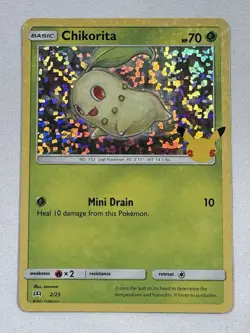 Pokemon Chikorita - 2/25 Holo Promo McDonald's 25th Anniversary Promos 02/025 NM - Image 1