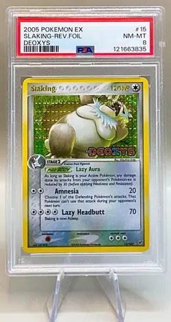 Pokemon Slaking #15/107 Reverse Holo - 2005 EX Deoxys Set - PSA 8 (NM-MT)! - Image 1